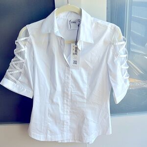NWT Short Sleeve Finley White Sugar Lattice Shirt